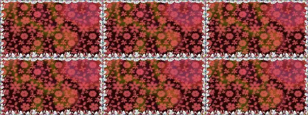 Raster illüstrasyonunda kusursuz çiçek deseni. Kahverengi renkli çiçekler. Renkli Bahar Temalı Kusursuz Arkaplan. Düz Çiçek Elementleri Tasarımı.