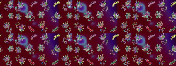 Güzel kumaş deseni. Raster illüstrasyonu. Raster illüstrasyonundaki çiçek desenli çizim. Kırmızı, mor ve mavi renklerde.