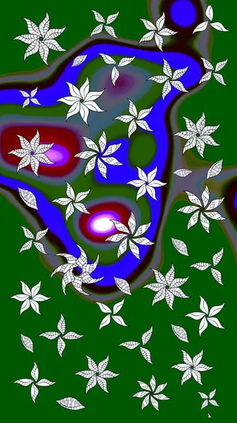 Robot resim. Küçük çiçekteki sevimli çiçek deseni. Raster illüstrasyonu.