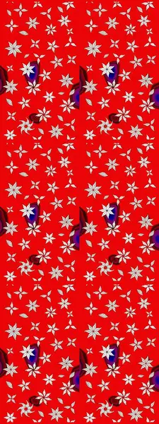 Kırmızı renkte çiçekler. Düz Çiçek Elementleri Tasarımı. Raster illüstrasyonu. Çiçek desenli çizim. Renkli Bahar Teması eskiz kalıbı. Asya tekstil tarzında.