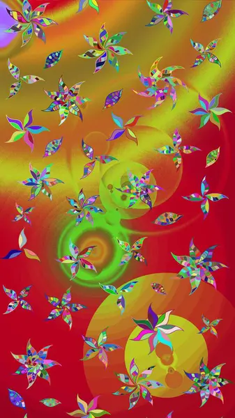 Kırmızı renkte çiçekler. Renkli Bahar Teması eskiz kalıbı. Raster illüstrasyonundaki çiçek desenli çizim. Düz Çiçek Elementleri Tasarımı.