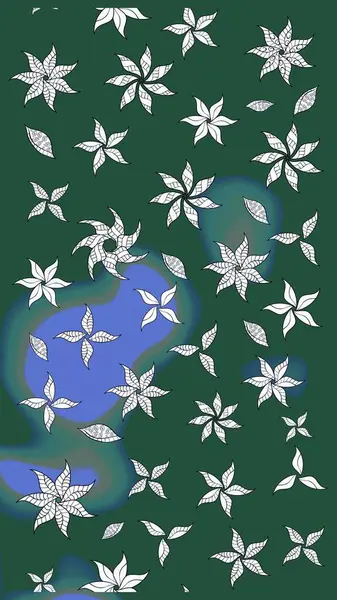 Yeşil renkte çiçek çizimi. Şatafatlı bahar bahçesi dokusu. Yeşil renkli çiçekler. Çiçek deseni. Raster illüstrasyonu.