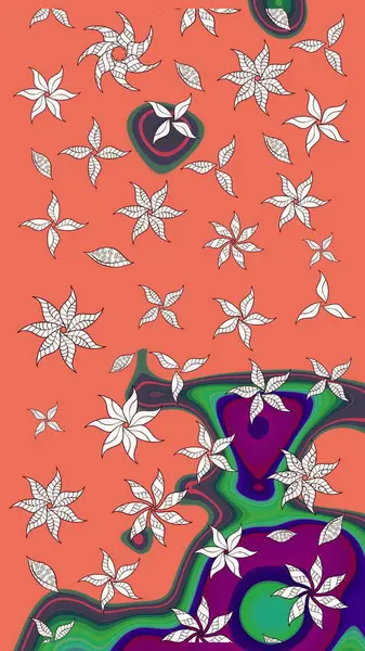 Elle boyanmış suluboya resim çizimleri, çiçekler ve bitkiler. Turuncu renkte çiçekler.