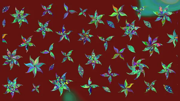 Modern çiçek arkaplanı. Moda baskıları için zarif bir şablon. Parlak renkli çiçekli ve kırmızı yapraklı harika bir çiçek deseni. Halk stili.