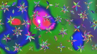 Çizim çiçek deseni duvar kâğıdı olarak kullanılabilir. Raster illüstrasyonu. Yeşil renkte çiçekler.