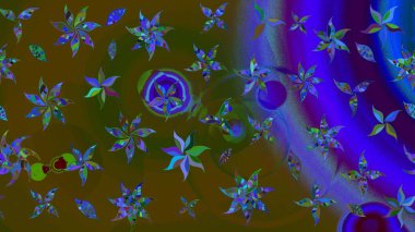 Raster illüstrasyonu. Kahverengi renkli güzel bir tekstil. Suluboya çiçekli çiçek deseni.