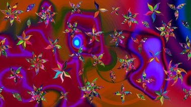 Yaprak ve çiçeklerin suluboya resimleri, kahverengi renklerdeki çizimler. Kahverengi renklerde bahar çiçekleri. Raster illüstrasyonu.