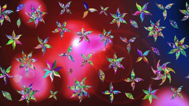 Robot resim. Kahverengi renkli çiçekler. Şirin çiçek elementleri. Raster illüstrasyonu.