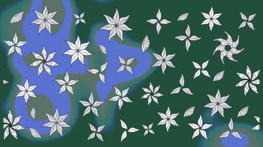 Küçük çiçekteki sevimli çiçek deseni. Raster deseni. Raster illüstrasyonu. Yumuşak, yaz çiçekleri yeşil renklerde.