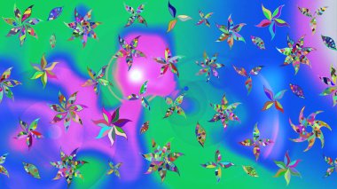 Raster illüstrasyonu. Suluboya çiçekli çiçek deseni. Mavi renkte Asya tekstili.