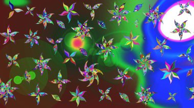 Klasik çiçek tasarımı elementleri. Raster illüstrasyonu. Yeşil kıvırcık çiçekler yeşil renkte şekillenir.