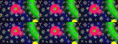 Küçük çiçekli yay deseni çiz. Raster illüstrasyonu. Suluboya tarzında gri renkler üzerine.