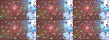 Düz Çiçek Elementleri Tasarımı. Renkli Bahar Teması eskiz kalıbı. Raster illüstrasyonu. Çiçekli çiçek deseni, suluboya. Kahverengi renkte çiçekler.