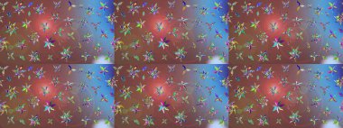 Raster illüstrasyonundaki çiçek desenli çizim. Kahverengi renkte çiçekler.