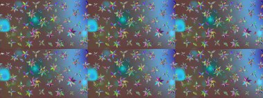 Çiçekli karalama şeklinde Raster çiçek deseni. Raster illüstrasyonu. Yumuşak, bahar çiçekleri kahverengi renklerde.