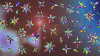 Kahverengi renklerde. Çiçek buketleriyle klasik bir eskiz şekli. Raster illüstrasyonu.