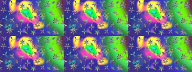 Renkli Bahar Teması eskiz kalıbı. Yeşil renkli çiçekler. Sevimli çiçek raster deseni. Düz Çiçek Elementleri Tasarımı.