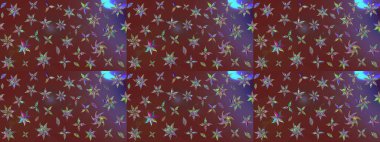 Kahverengi renklerde. Raster illüstrasyonu. Raster deseni. Soyut çiçek çizim kalıbı arka planı. Küçük çiçekte sevimli çiçek deseni var..