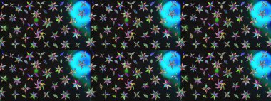 Çiçek süslemeli çizim deseni. Gri renkli çiçekler. Raster illüstrasyonu.