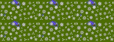 Elle boyanmış suluboya resim çizimleri, çiçekler ve bitkiler. Yeşil renkte çiçekler.