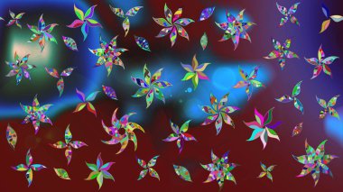 Raster çiçek desenleri çiziyor. Vadinin çiçekleri kırmızı renklerde.