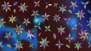 Çiçek tasarımı için inanılmaz bir kolaj cenneti tarzı. Parlak çiçekli kolaj çiçekleri kahverengi. Çiçekli zambaklar eskiz arka planı.