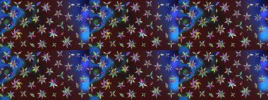 Dallı bahar çiçekleriyle desen, kahverengi renklerle çiçek siluetiyle desen. Raster deseni.