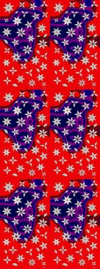 Raster illüstrasyonu. El yapımı çiçek ve bitki koleksiyonu. Robot resim tarzı kırmızı renkler. Şirin karalamalı çiçek desenli çizim. Raster illüstrasyonu.