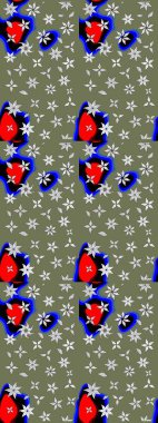 Moda baskıları için zarif bir şablon. Robot resim. Çiçekli bahar çiçekleri. Motley illüstrasyonu. Küçük renkli çiçekler. Küçük çiçekte şirin desenler.