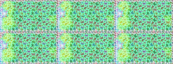 Raster illüstrasyonu. Tekstil, duvar kâğıtları, web sayfası arkaplanları ve yüzey dokuları için mükemmel. Mavi renkli kelebeklerin eskiz arkaplanı.