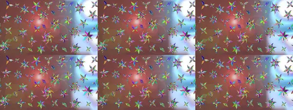 Düz Çiçek Elementleri Tasarımı. Renkli Bahar Teması eskiz kalıbı. Raster illüstrasyonu. Çiçekli çiçek deseni, suluboya. Kahverengi renkte çiçekler.