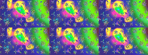 Renkli Bahar Teması eskiz kalıbı. Yeşil renkli çiçekler. Sevimli çiçek raster deseni. Düz Çiçek Elementleri Tasarımı.