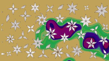 Soyut etnik raster çizim kalıbı. Kabile sanatı boho baskısı, klasik çiçek arkaplanı. Arkaplan dokusu, duvar kağıdı, sarı renkli çiçek teması.