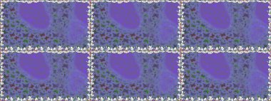 Kelebekli Raster çiçeksiz desen. Mor ve mavi renkli bir resim. Kağıt, kumaş ve ambalaj için uygun.