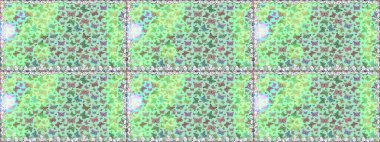 Yeşil ve mavi renklerle ilgili kusursuz çiçek desenli arka plan. Duvar kağıtları, web sayfası geçmişi, yüzey dokuları, tekstil için mükemmel. Raster. Resimler tropikal kelebeklerle birlikte.