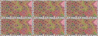 Kusursuz desen. Raster illüstrasyonu. Kağıt, kumaş, ambalaj kağıdı ve duvar kâğıdı tasarımı için hoş bir arkaplan. Elle çizilmiş kelebeklerle moda raster yaz şablonu.