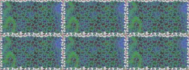 Kusursuz desen. Kumaş, tekstil, baskı ve davetiye örnekleri. Doğadaki güzellik. Mavi ve yeşil arka planda uçan güzel kelebek. Raster..