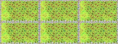 Tekstil baskısı için ekose kelebek. Kusursuz desen. Yeşil ve sarı renklerin çizimi. Karala, karala, karala. Raster illüstrasyonu.