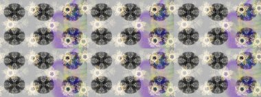 Kar tanelerinin soyut arkaplanlı Noel şablonu. Noel ve yeni yıl moda baskıları için tatil tasarımı. Raster illüstrasyonu. Gri, nötr ve bej renkler.