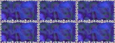 Raster illüstrasyonunda kusursuz çiçek deseni. Mor renkte çiçekler.