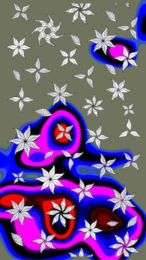 Küçük bir çiçekte eskiz deseni. Hoş bir çiçek geçmişi var. Güzel kumaş deseni. Raster illüstrasyonu.