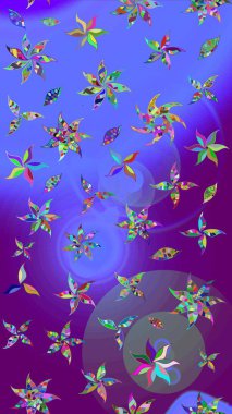 El çizimi. Raster illüstrasyonu. Çiçekli, yapraklı, çiçek desenli çizim..