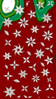 Raster düz çiçek çizim deseni. Kırmızı renkte çiçekler. Tasarım hediye paketi, tebrik kartları, posterler ve afiş tasarımı.