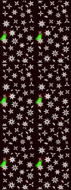 Raster illüstrasyonundaki çiçek desenli çizim. Siyah renkte çiçekler.