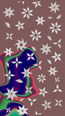 Millefleur 'lar. Küçük kahverengi çiçekli oldukça eski bir besin torbası deseni. Tekstil, kumaş, kapaklar, duvar kağıtları, baskı, paket, koleksiyon defteri, örgü, dekupaj için çiçek arkaplanı..