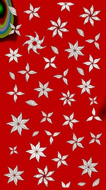 Kırmızı renklerde Asya tekstili. Raster illüstrasyonu. Suluboya çiçekli çiçek deseni.