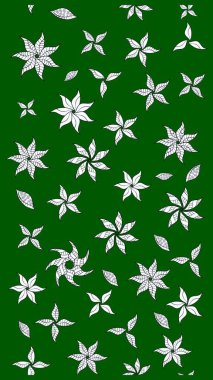 Çiçekli çizim şekli. Renkli Bahar Teması eskiz kalıbı. Yeşil renkli çiçekler. Düz Çiçek Elementleri Tasarımı.