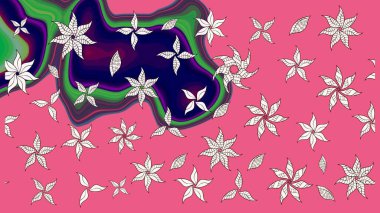 Çiçek desenli eskiz. Pembe renkli çiçekler. Tişört baskısı için çiçek boyama rasteriName.