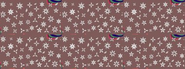 Nazik, sevimli çiçek arkaplanı. Çiçekli karalama şeklinde Raster çiçek deseni. Kahverengi renkte çiçekler.