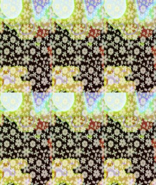 Eski usul. Kumaş, tekstil, duvar kağıdı baskısı için. Renkli desenli eskiz deseni nötr çiçekler ve dekoratif elementlerle. Eskiz geçmişi. Raster illüstrasyonu.